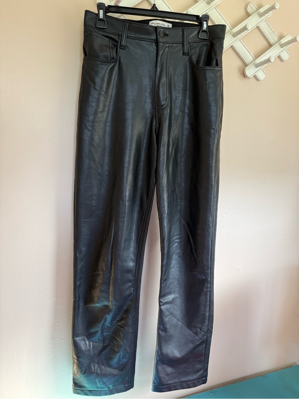 Women’s Abercrombie & Fitch Black Slim Straight Faux Leather Jeans